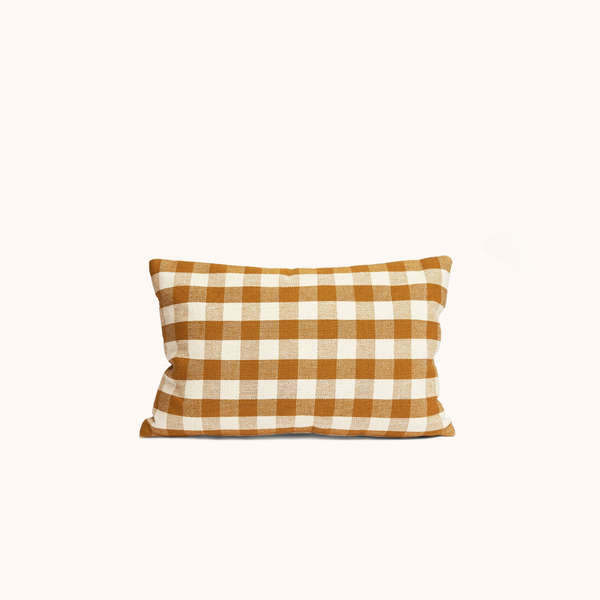 Honey Gingham Lumbar 12" X 18", Honey Gingham