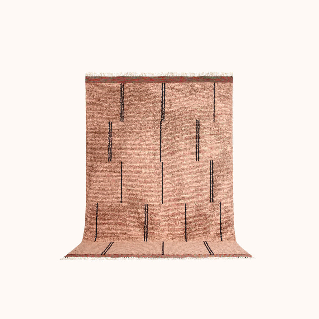 Amari Rug 6' X 9', Faded Coral, Black