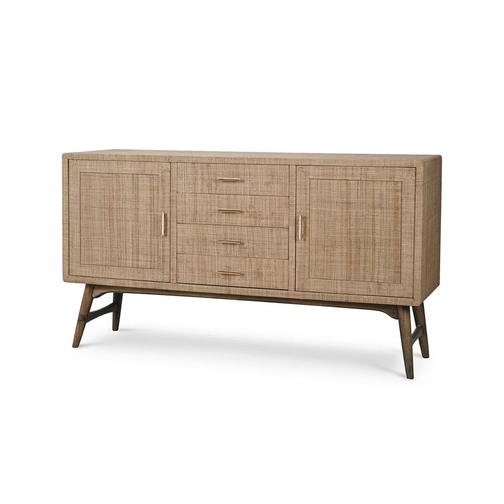 Preview image for Pierre Mid Century Buffet Wrapped In Raw Raffia W/ Straw Wash Legs