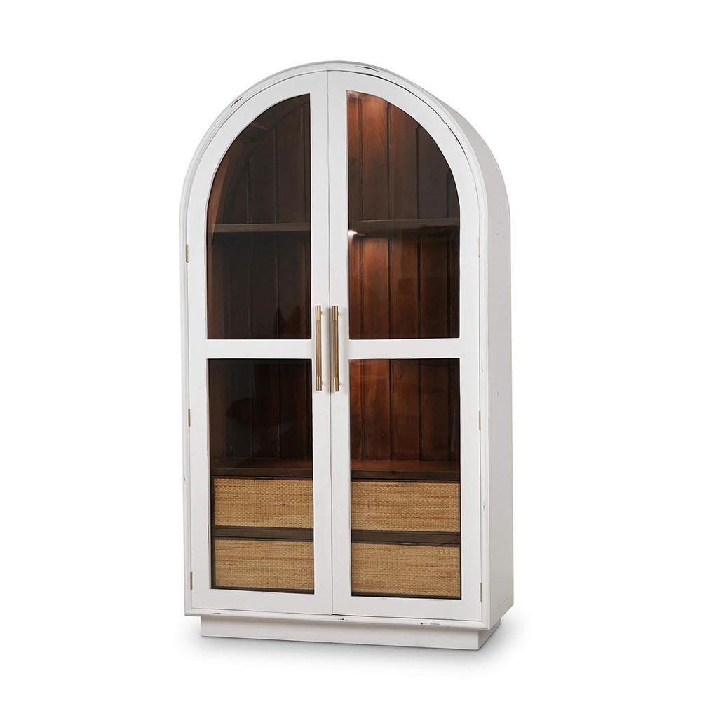 Preview image for Vannes Display Cabinet In White Harvest W/ Straw Wash Interior & 3 Led