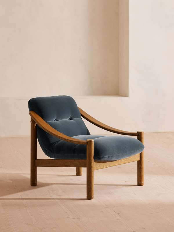Karine Armchair, Velvet Grey Blue