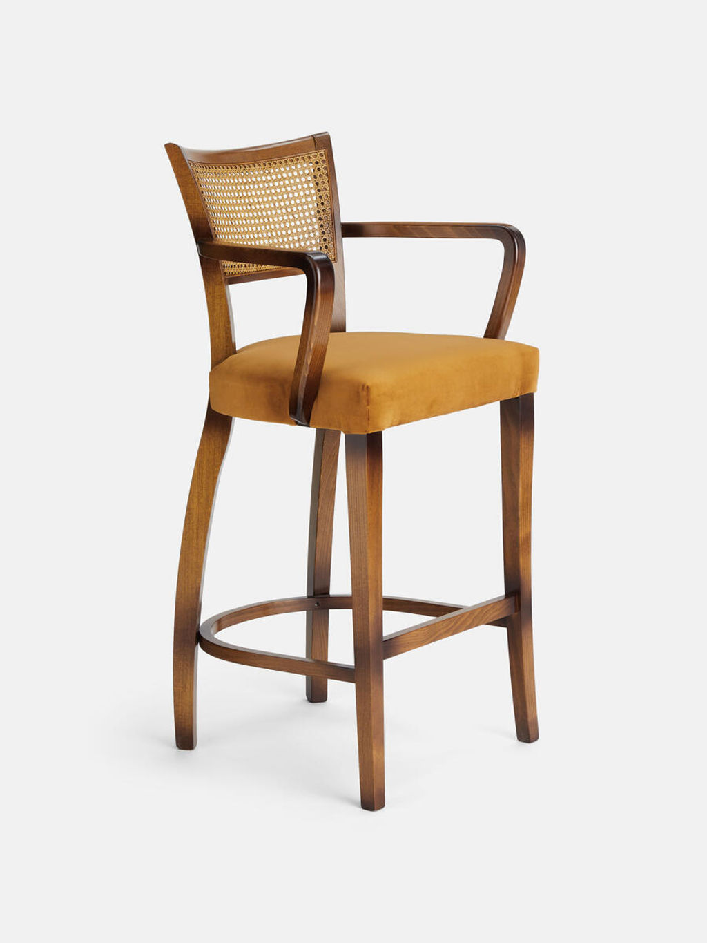 Preview image for Molina Barstool, Cane Back, Velvet Mustard, Us