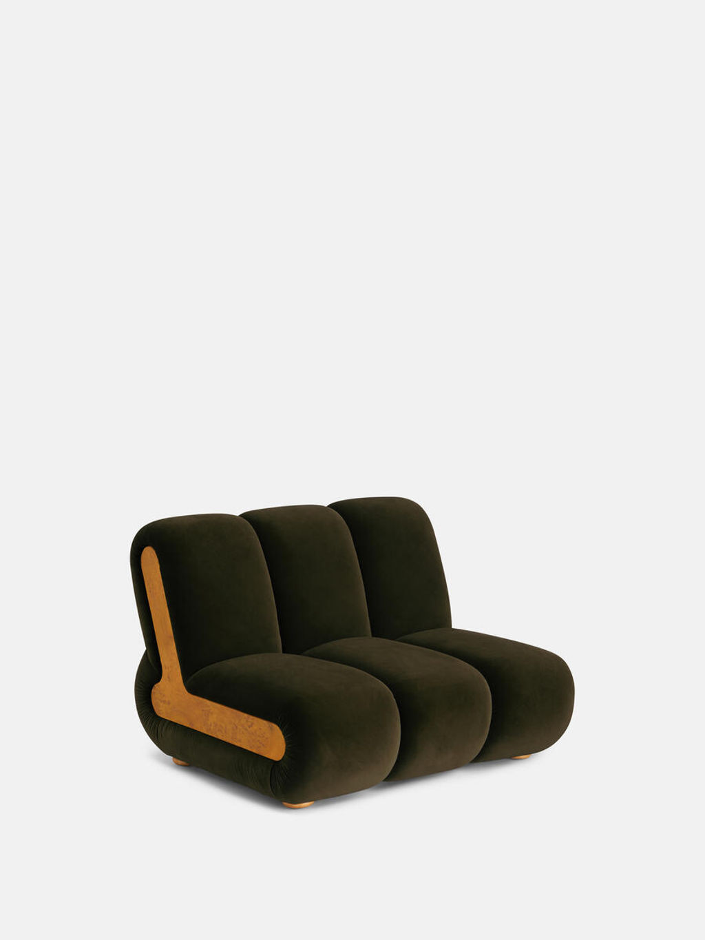 Noelle Sectional Armchair, Velvet Olive, Us