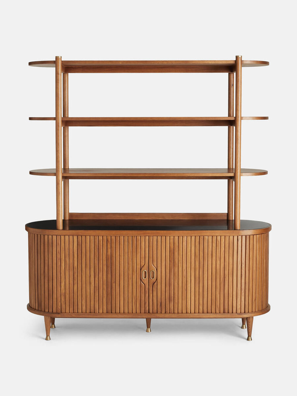 Preview image for Nora Tambour Shelving Unit, Black Marquina Marble