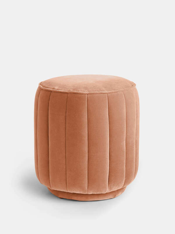 Romi Footstool, Velvet, Antique Rose, Us