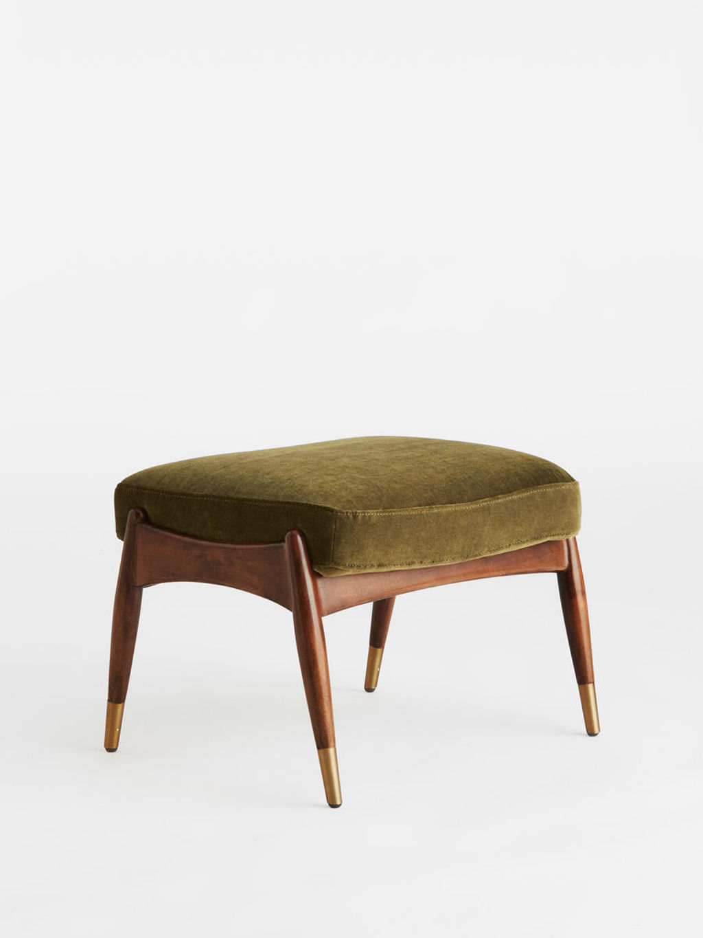 Preview image for Theodore Footstool, Velvet, Olive, Us