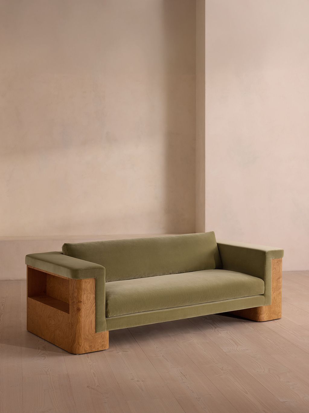 Linden Sofa, Three Seater, Velvet, Lichen