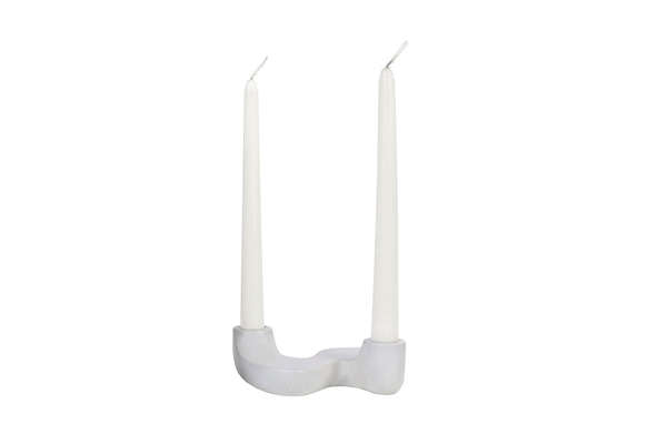 "S" Style Nordic Concrete Candle Holder, Ivory (Set Of 2)