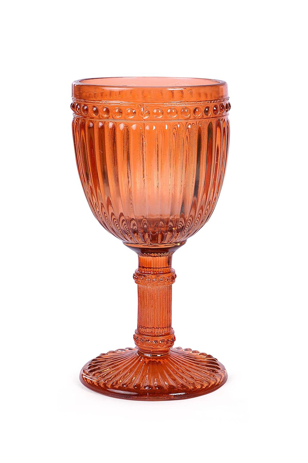 Vintage Crystal Footed Diamond Wine Glass Small, Orange (Set Of 2)