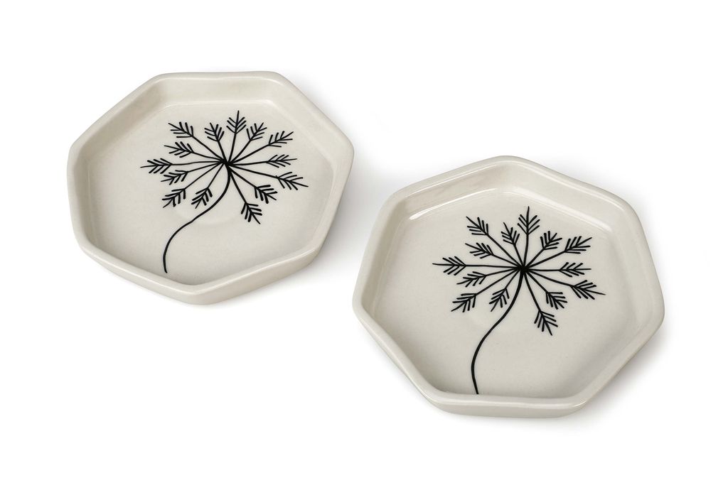 Hexagon Tree Ceramic Tree Serving Dish Small ( Set Of 2)