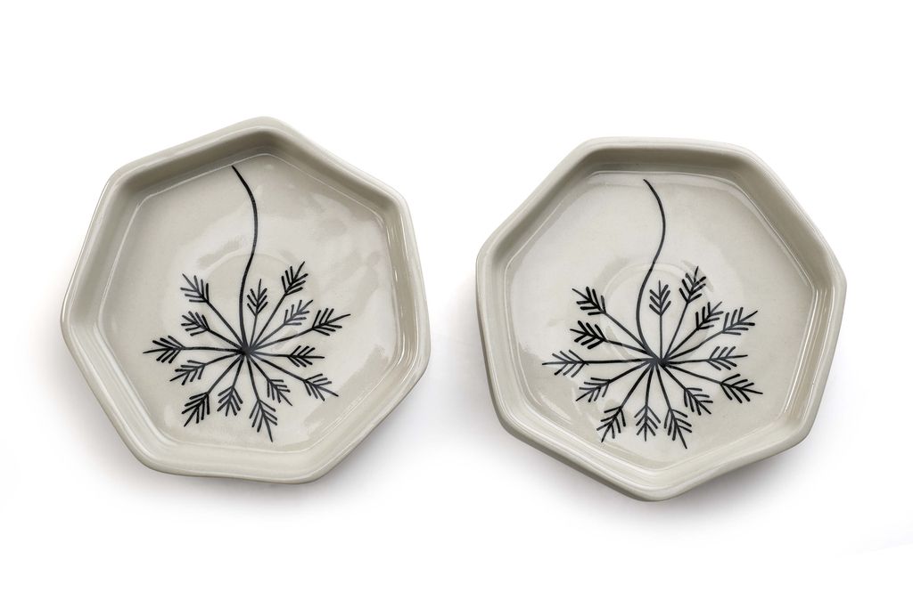Hexagon Tree Ceramic Tree Serving Dish Small ( Set Of 2)