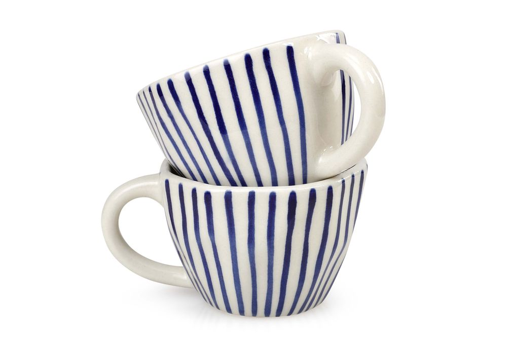 Preview image for Ceramic Vertical Striped Tea/Coffee Cups ( Set Of 2)