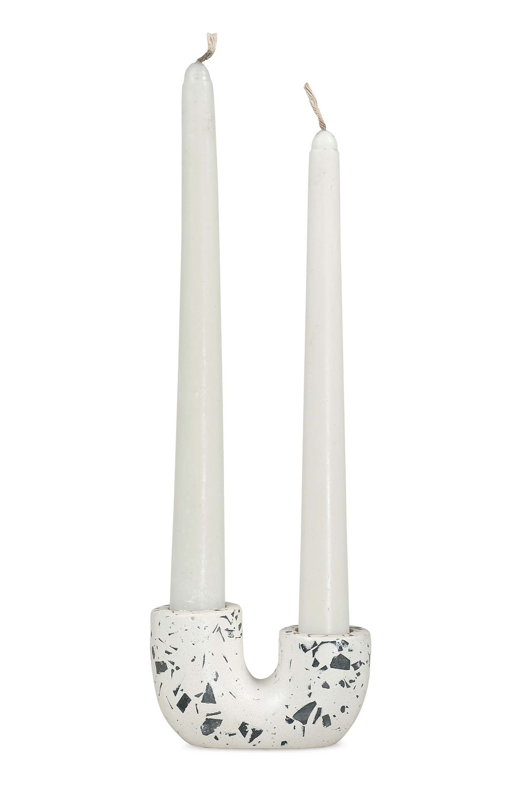 Nordic Terrazzo U Shaped Concrete Candle Holder 2" X 2.5", Black
