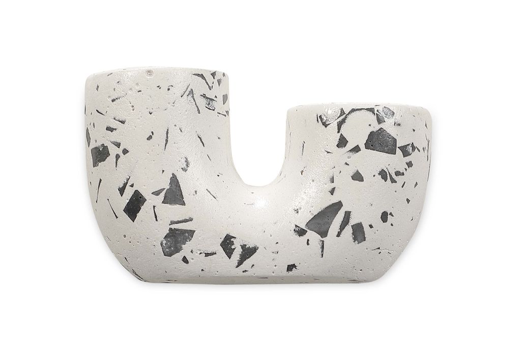 Nordic Terrazzo U Shaped Concrete Candle Holder 2" X 2.5", Black