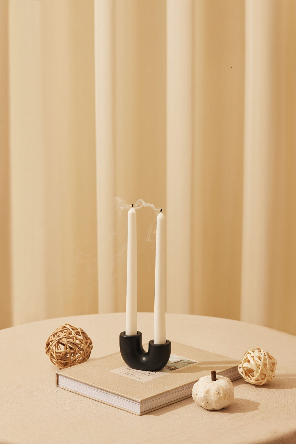 Preview image for Nordic Style U Shaped Concrete Candle Holder (Set Of 2) 2" X 2.5", Black