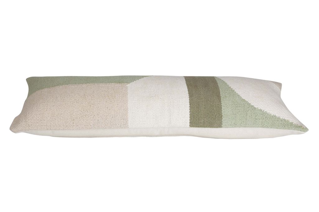 Handmade Geo Shapes Lumbar Pillow Cushion With Insert 12" X 30", Sage