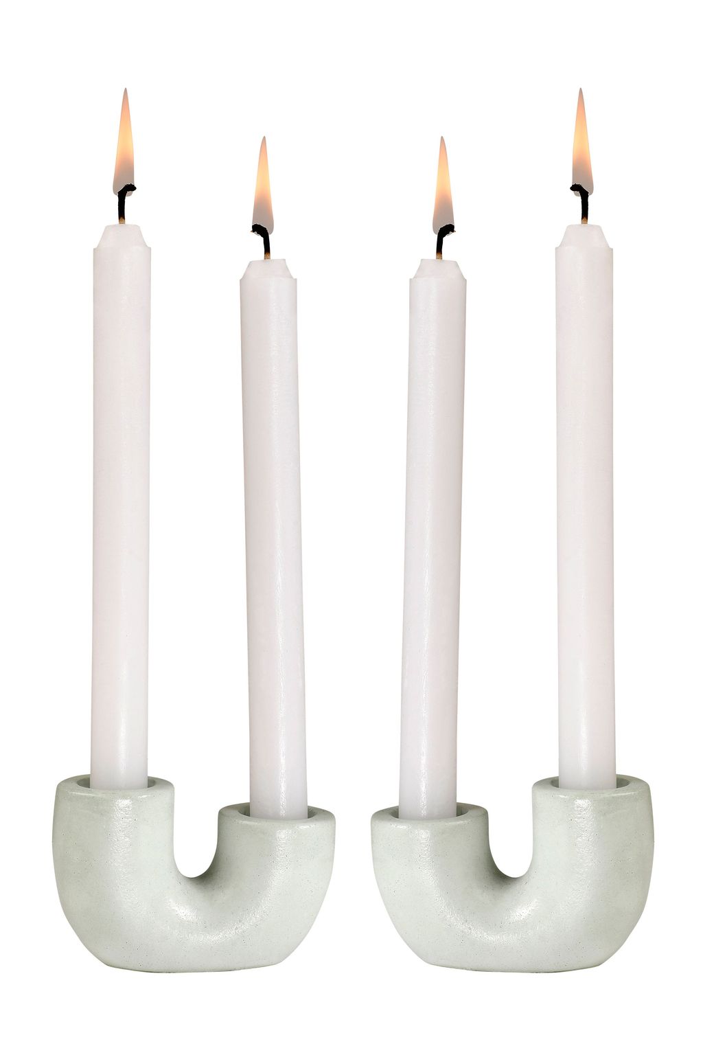 Preview image for Nordic Style U Shaped Concrete Candle Holder (Set Of 2) 2" X 2.5", Light Green, Set Of 2