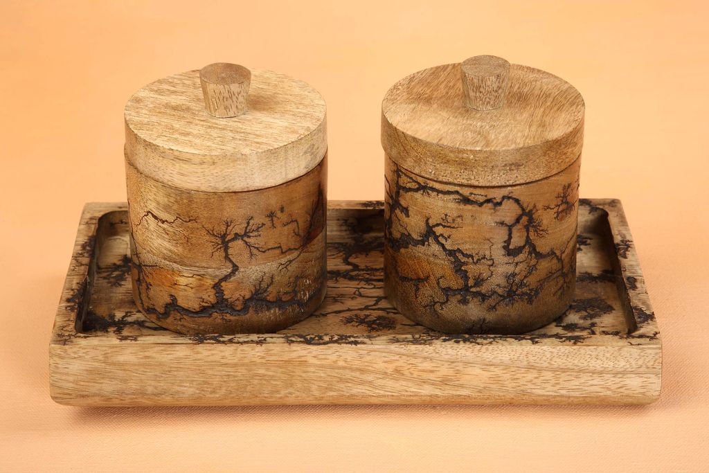 Preview image for Handmade Wood Spice Jars With Tray Fall