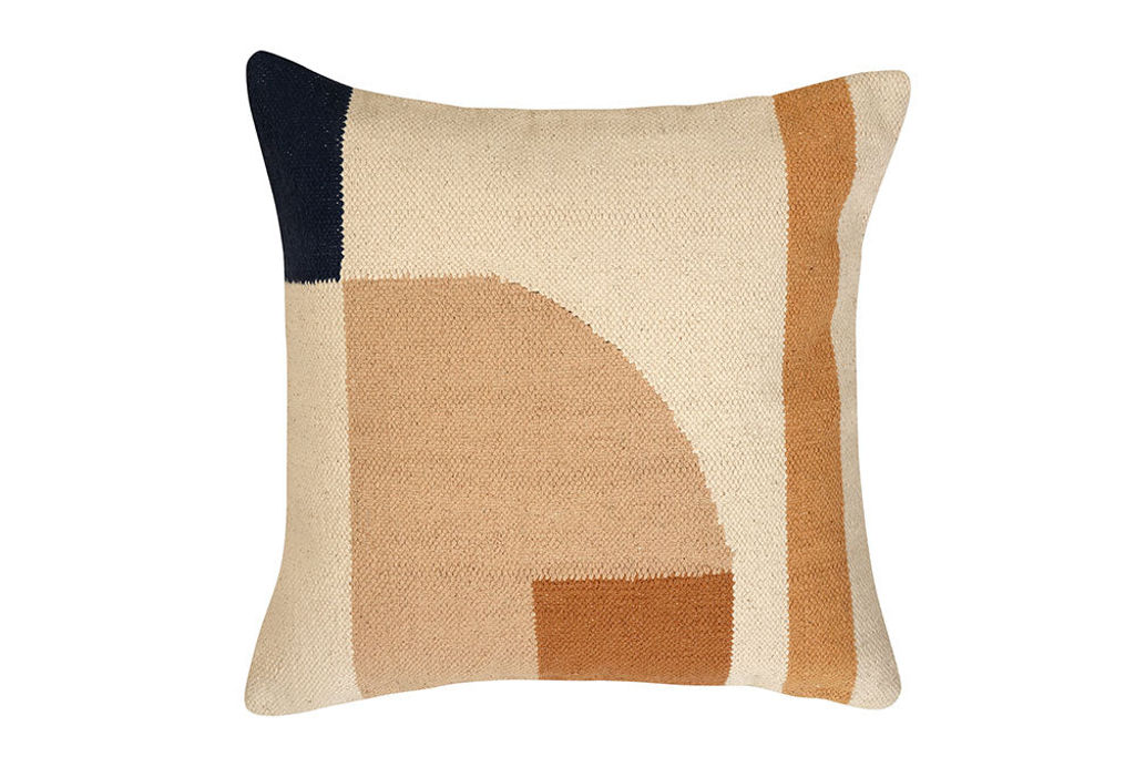Geo Shapes Handcrafted Throw Pillow With Filler 18" X 18", Earth