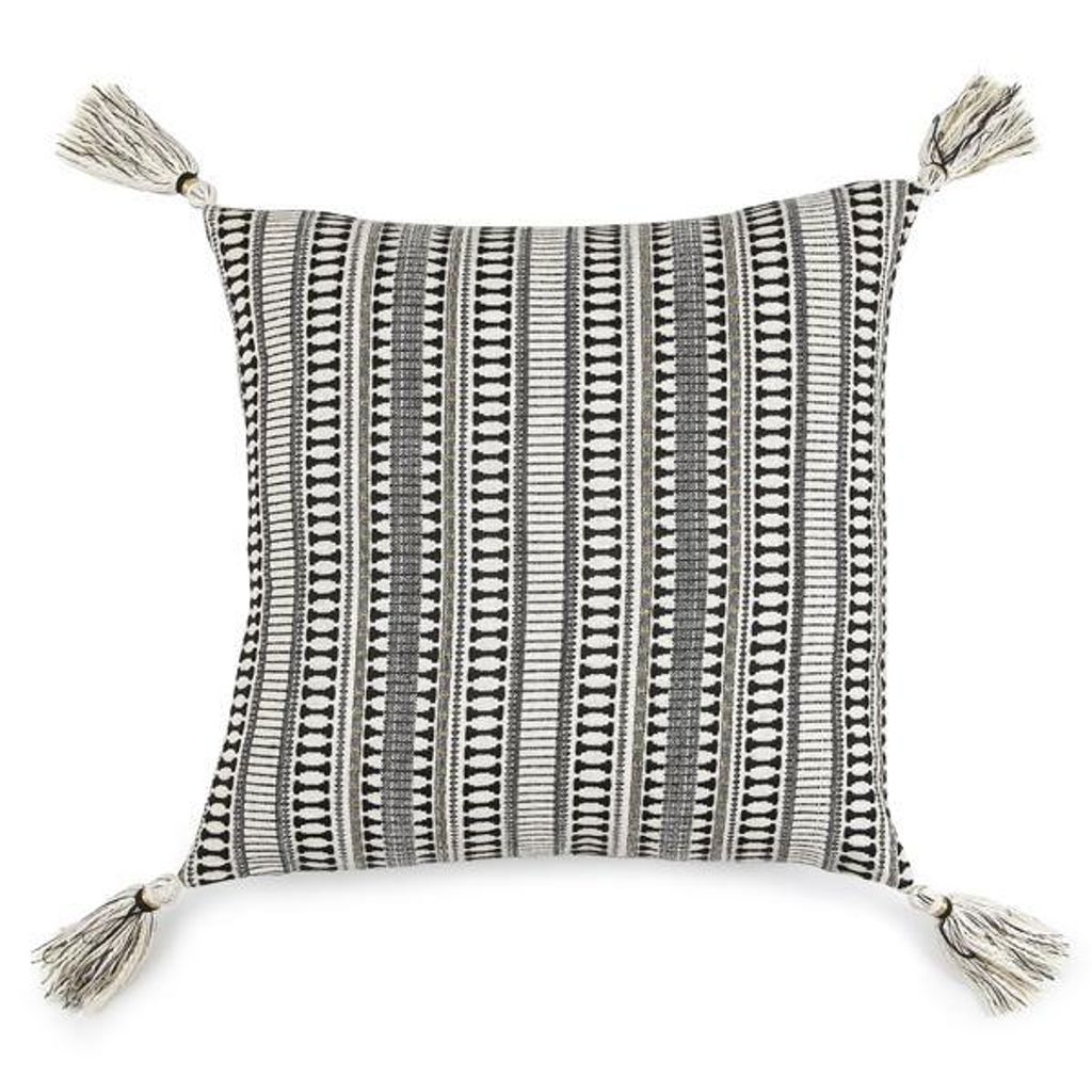 Etoie Accent Cushion With Filler 18" X 18", Black & Ivory