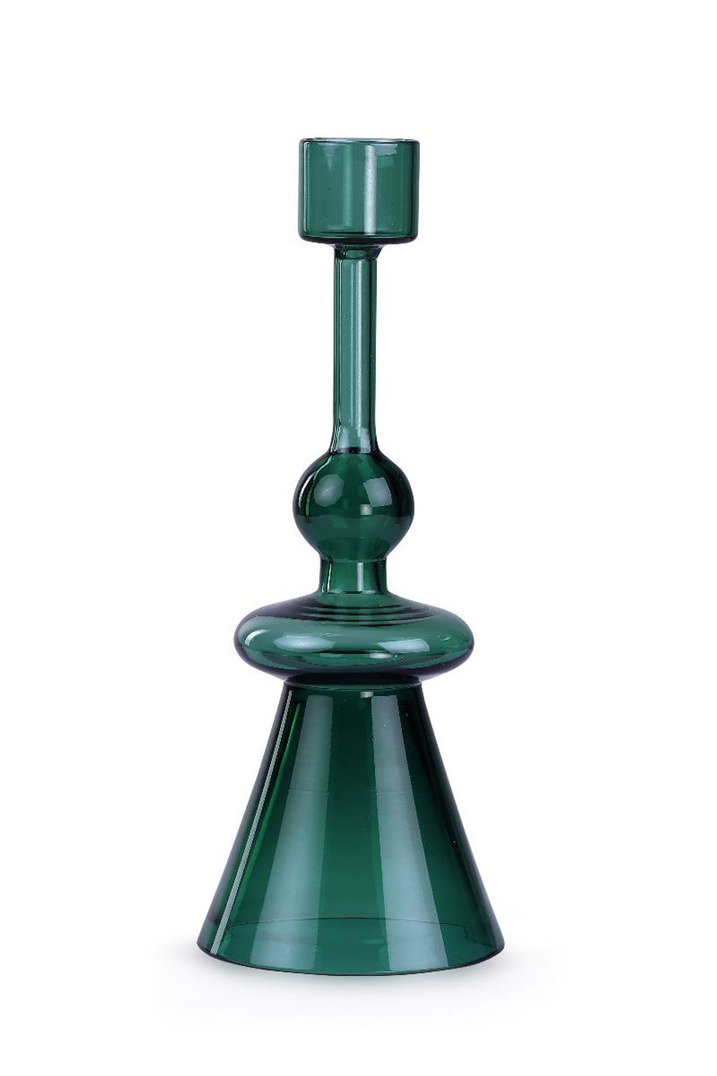 Teal Glass Candle Holder 7" X 2.3"