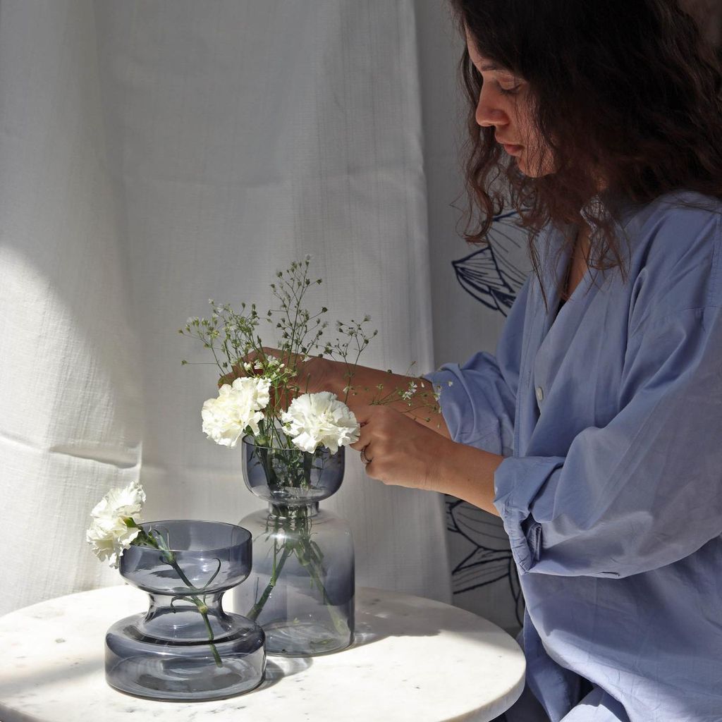 Grey Handblown Glass Vase