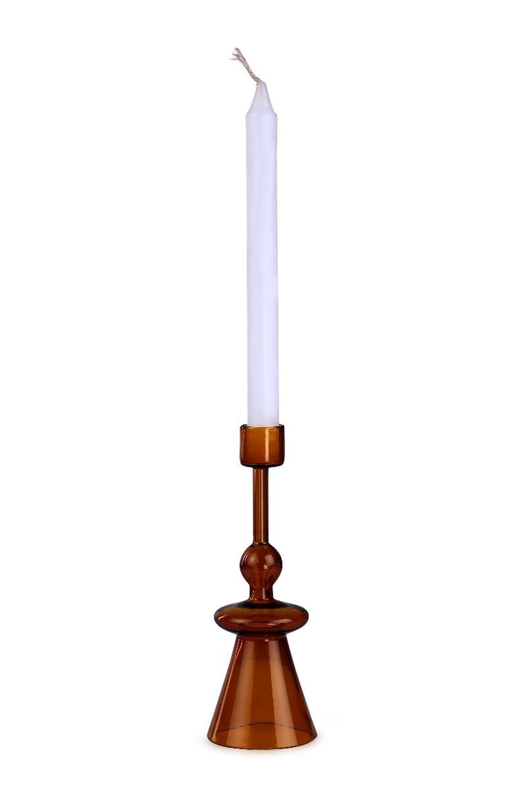 Amber Glass Candle Holder 7" X 2.3"