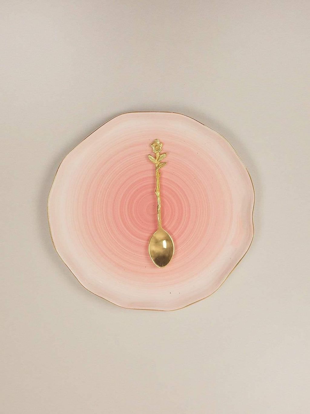 Flower Dessert Spoon Gold 4.75" X 0.75" (Set Of 6)