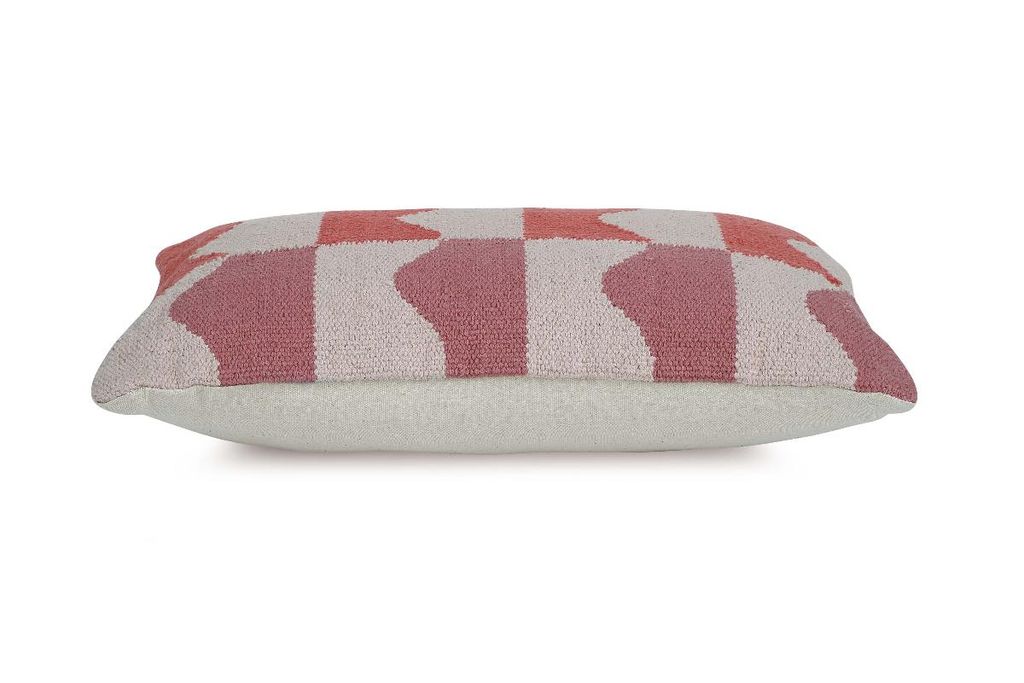 Ocean Lumbar Pillow 14" X 20", Pink And Rust