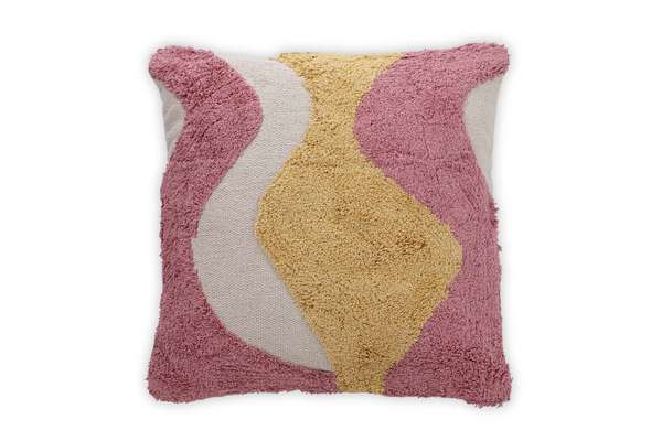 Wavy Tufted Accent Pillow 20" X 20", Pink & Yellow