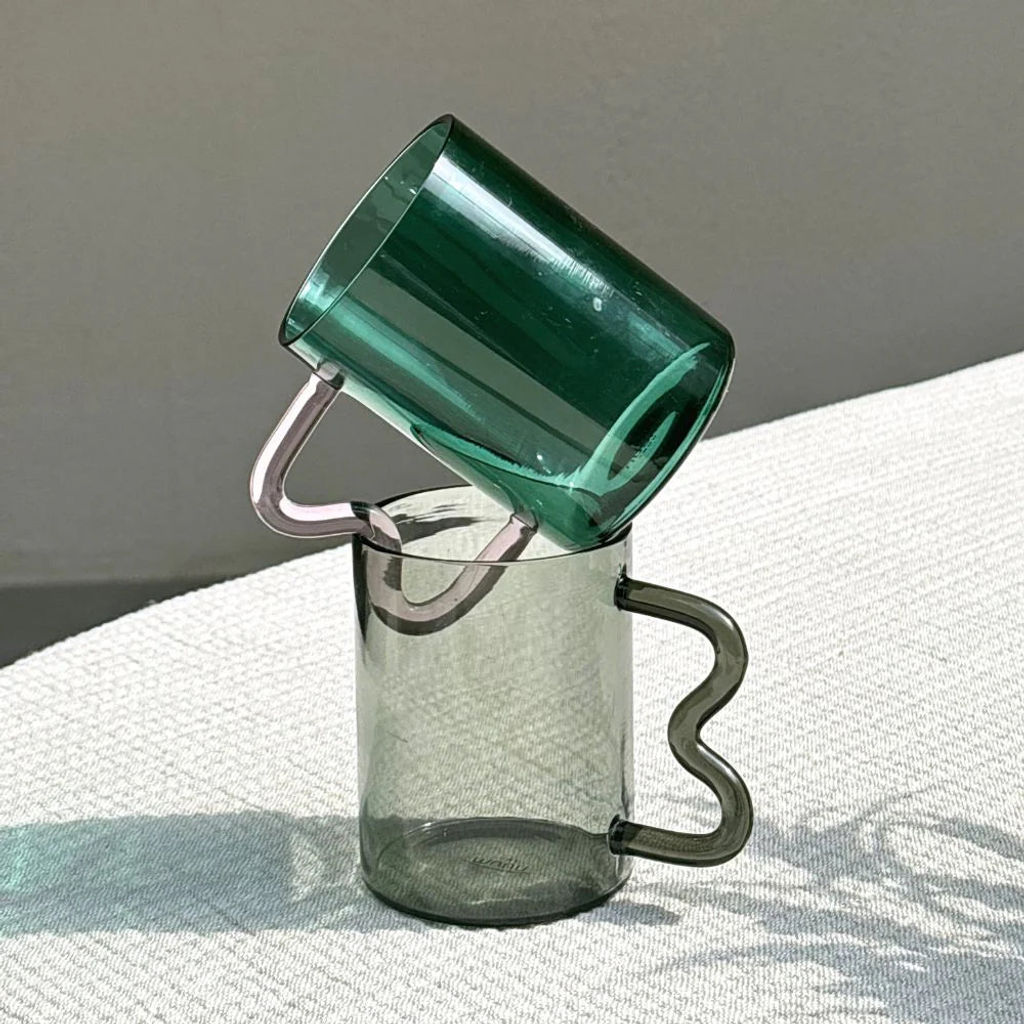 Swirl Glass Cups 2.75" X 3.75", Green