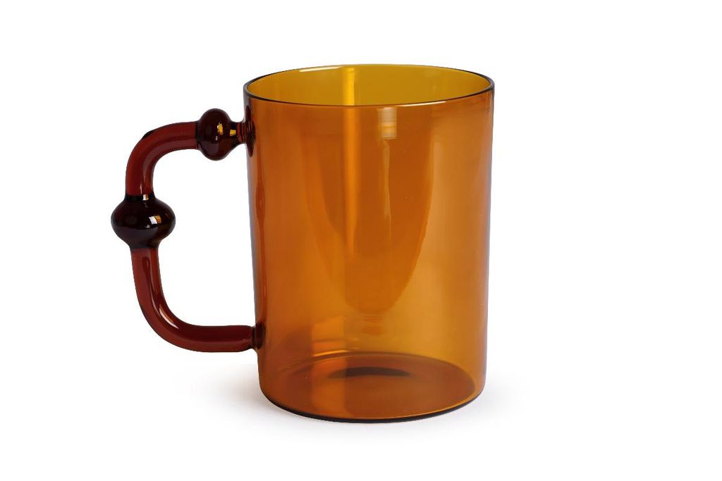 Colored Handblown Drinkware Mug 2.7" X 3.5", Amber