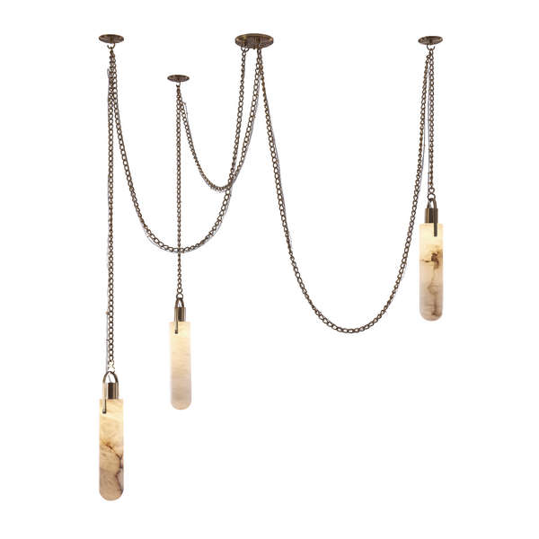 3 Light Led Multi-Drop Pendant 15.25", Winter Brass