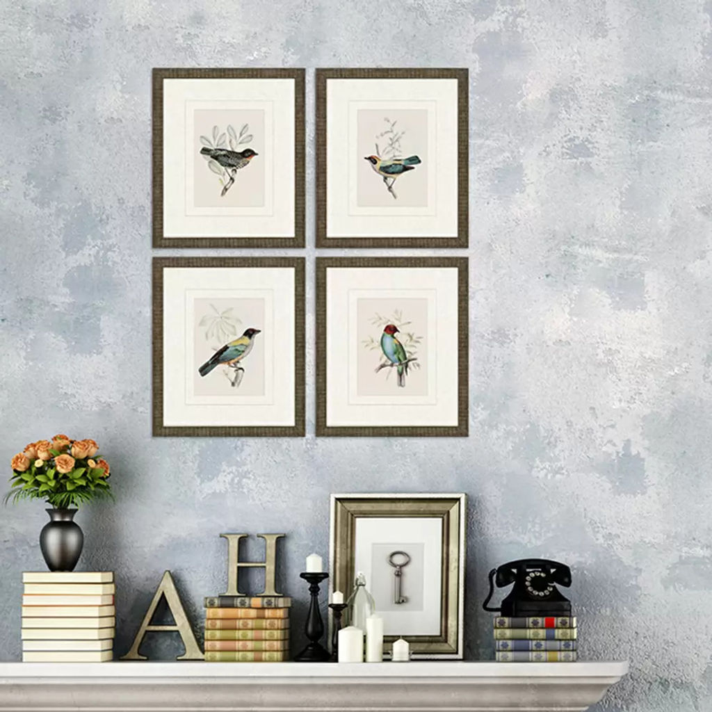 Traditional Birds, Set Of 4 (13"H x 11"W)