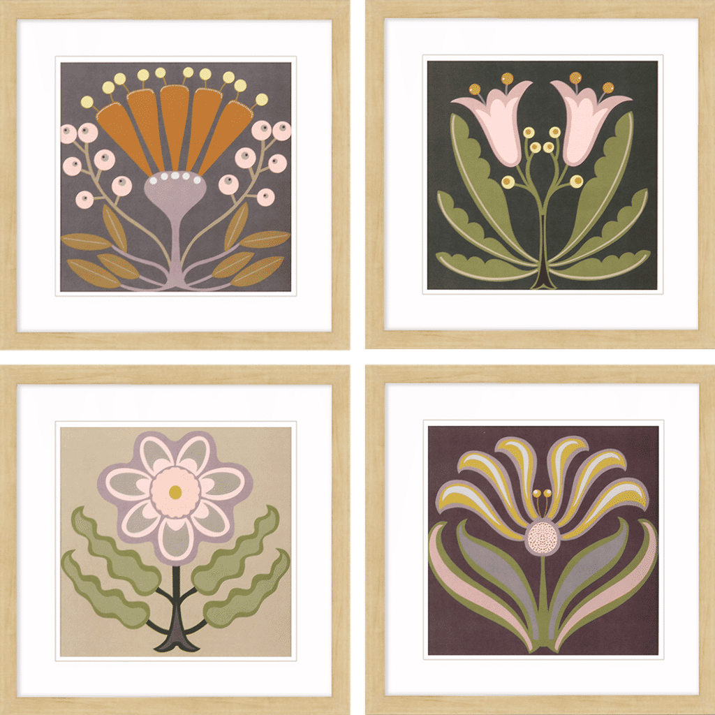 Graphic Folk Flower S/4
