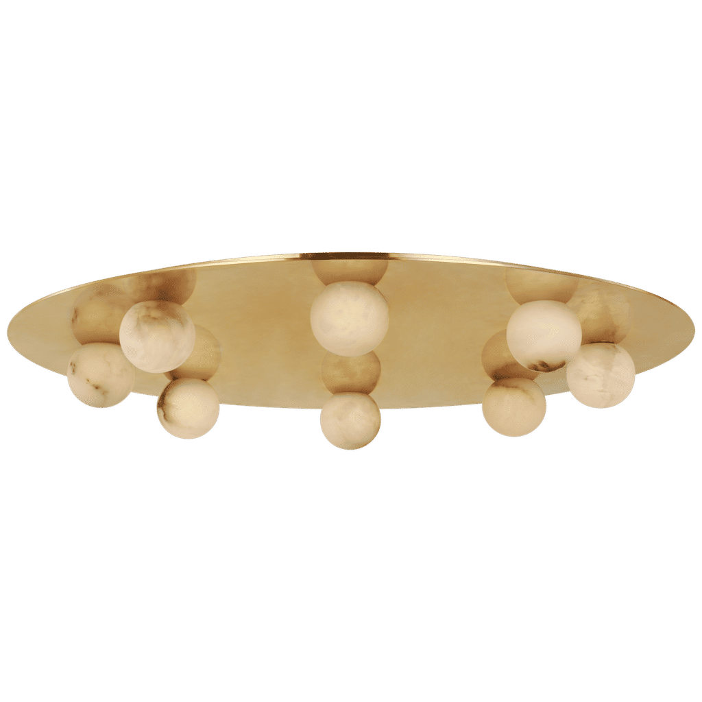 Preview image for Kelly Wearstler Pertica 30" Eight Light Flush Mount In Mirrored Antique Brass With Alabaster