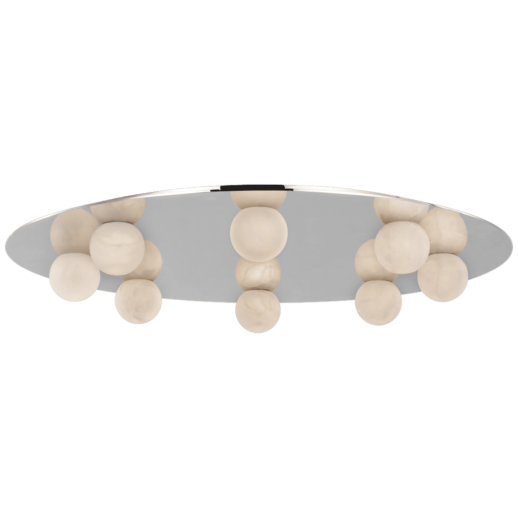 Kelly Wearstler Pertica 30" Eight Light Flush Mount In Polished Nickel With Alabaster