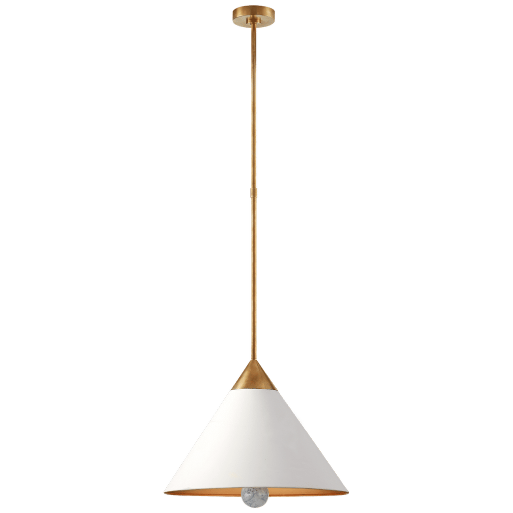 Kelly Wearstler Cleo Pendant In Antique-Burnished Brass And Antique White With Frosted Acrylic