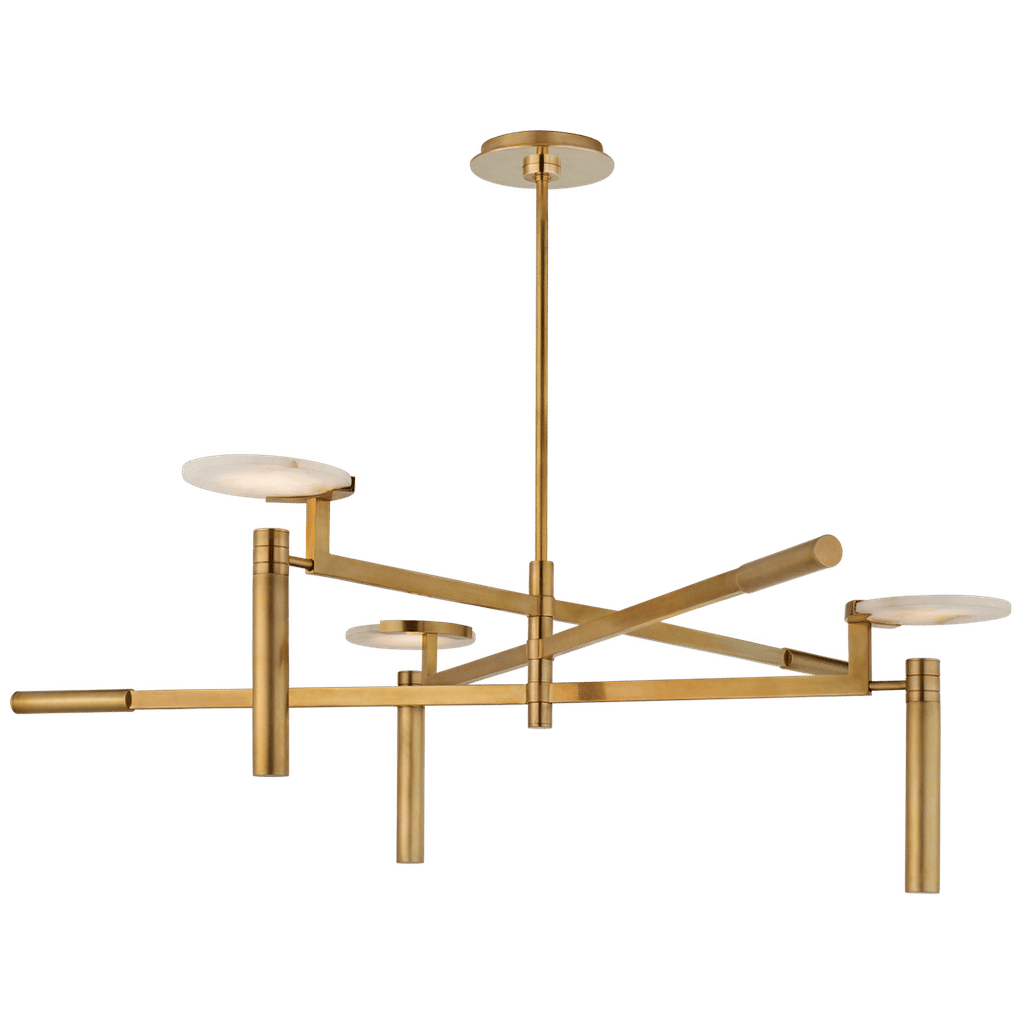 Preview image for Large Floating Disc Chandelier in Antique Burnished Brass with Alabaster