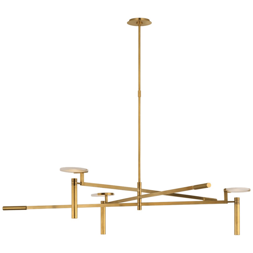 Grande Floating Disc Chandelier in Antique Burnished Brass with Alabaster