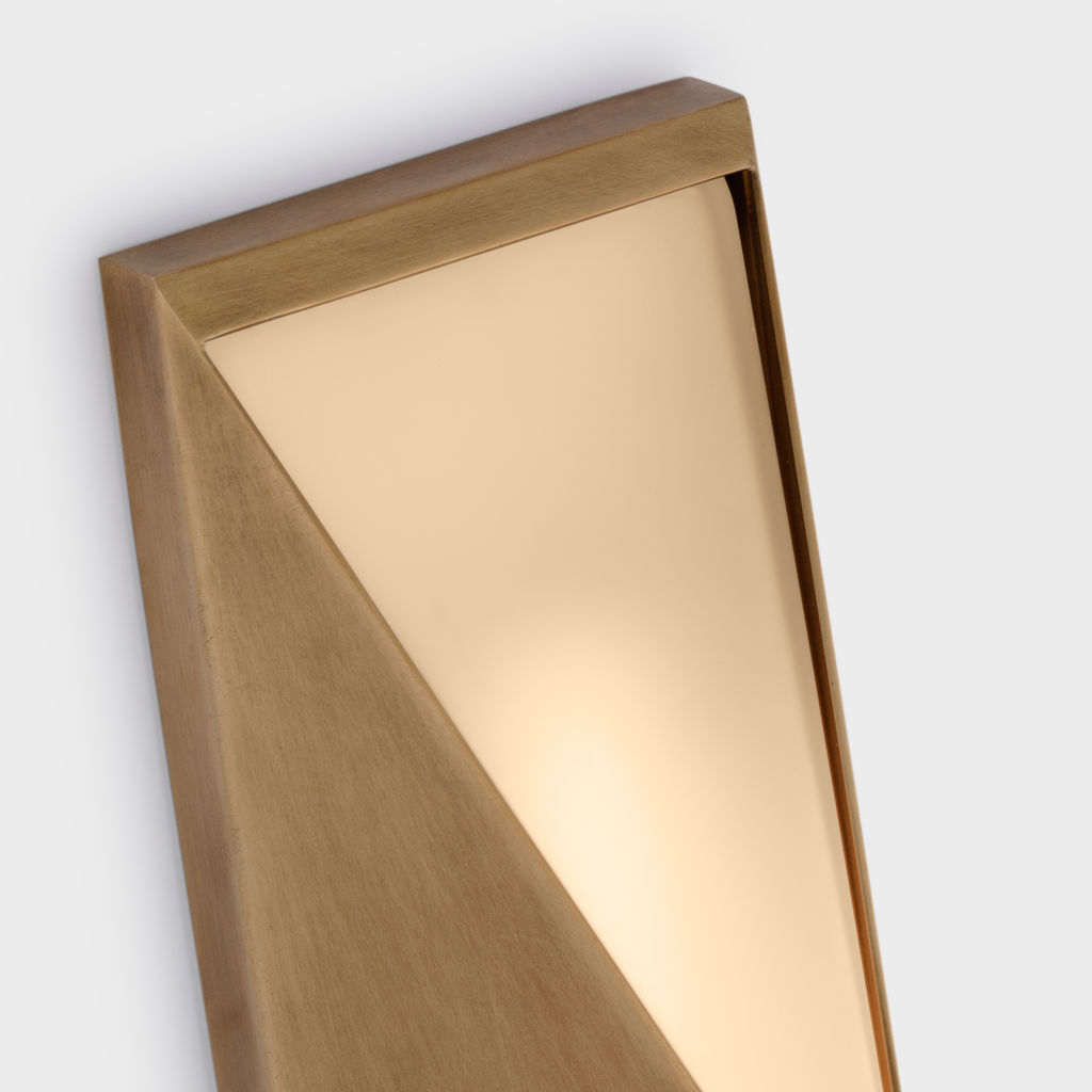 Stretto 24" Sconce, Antique-Burnished Brass With Frosted Glass