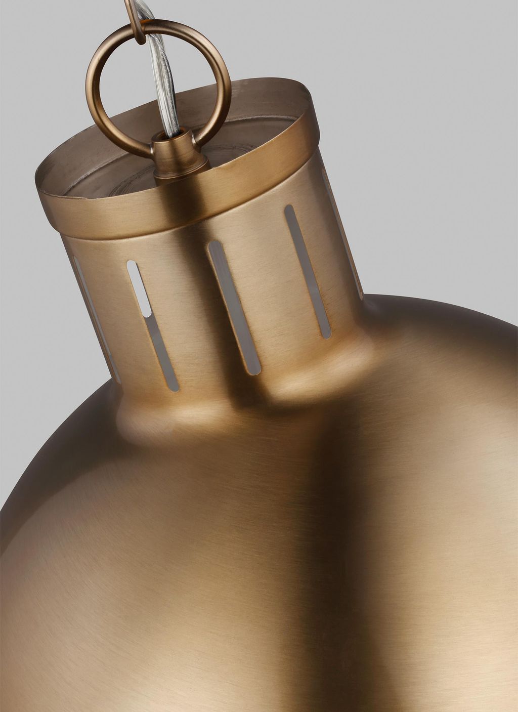 Transitional 1-Light Indoor Dimmable Medium Ceiling Hanging Single Pendant Light In Satin Brass Gold Finish With Smooth White Glass Shade
