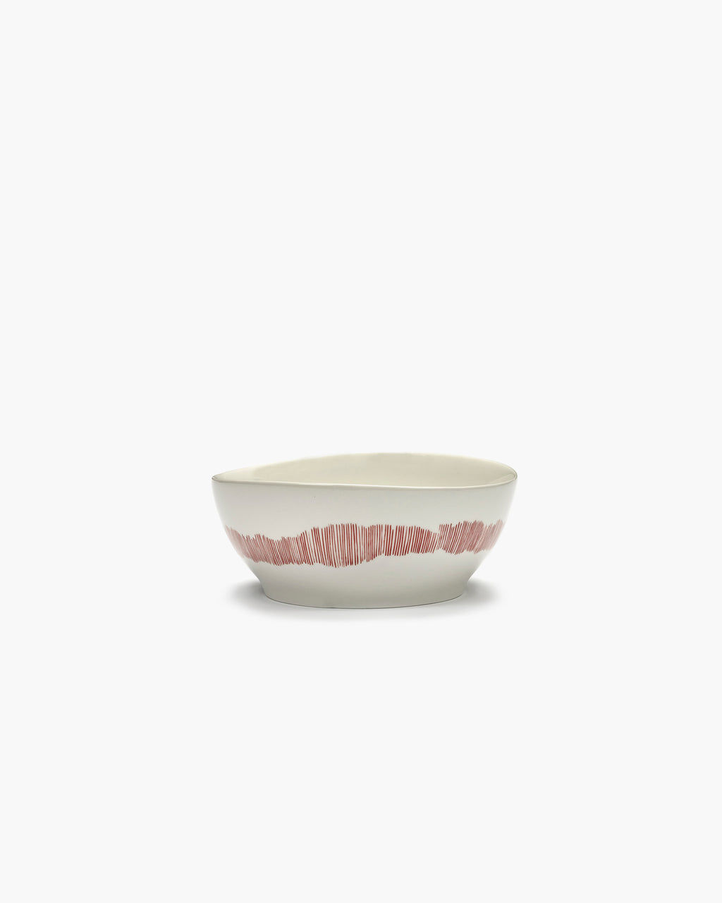 Preview image for Bowl L White Stripes Red Feast