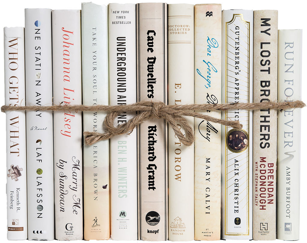 Modern Decorative Books In Cream Wrapped In Jute wine (12"W)