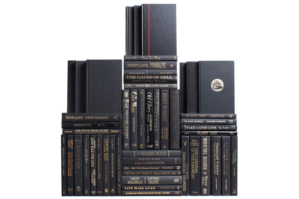 Modern Onyx &Amp; Gold Book Wall, S/50