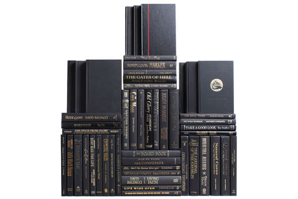 Modern Onyx &Amp; Gold Book Wall, S/50