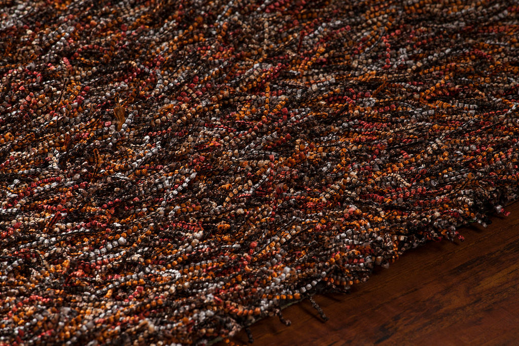 Rug, Hand-woven Contemporary Rug,Red/Orange/Brown/Grey/Black, Polyester, 60"W x 90"D