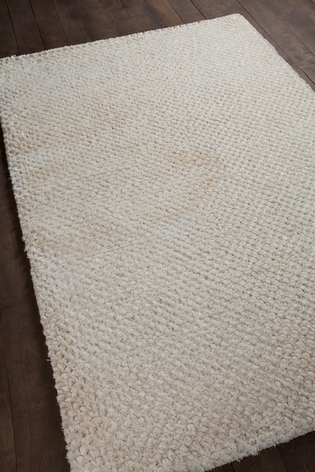 Rug, Hand-woven Contemporary Style, White  60% Wool + 40% Polyester, 60"W x 90"D