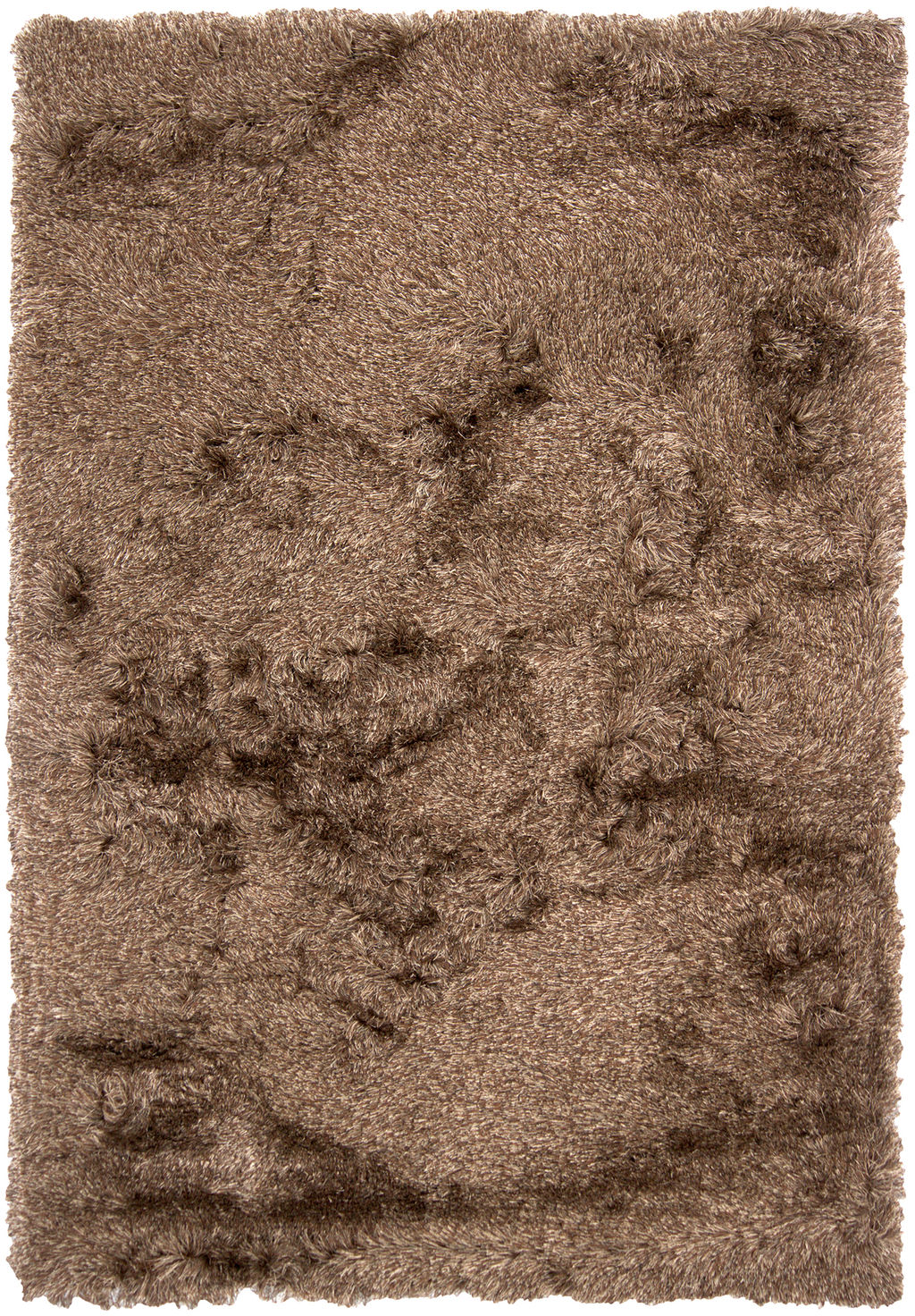 Rug, Hand-woven Contemporary Shag Rug, Dark Brown/Beige, Polyester,  60"W x 90"D