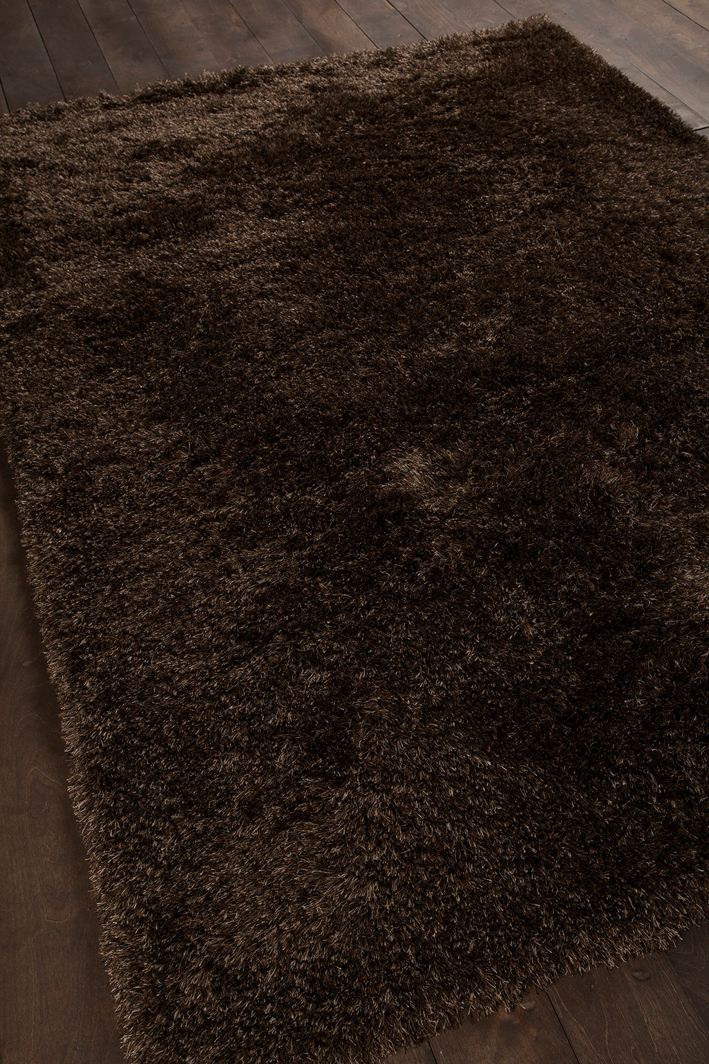 Rug, Hand-woven Contemporary Shag Rug, Dark Brown/Beige, Polyester,  60"W x 90"D